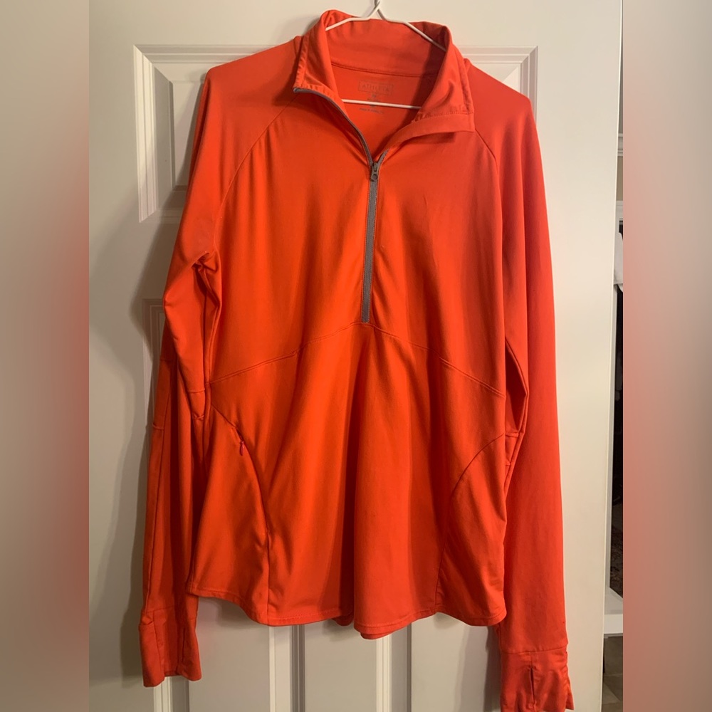 Athleta Orange Quarter-Zip Long Sleeve Pullover